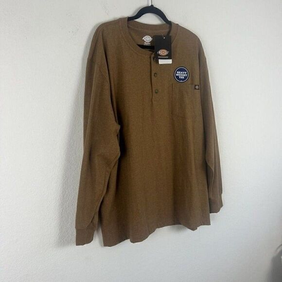 Dickies Heavyweight Long Sleeve Henley Tee Men’s size 2XL Brown Duck Heather NWT - Picture 10 of 11